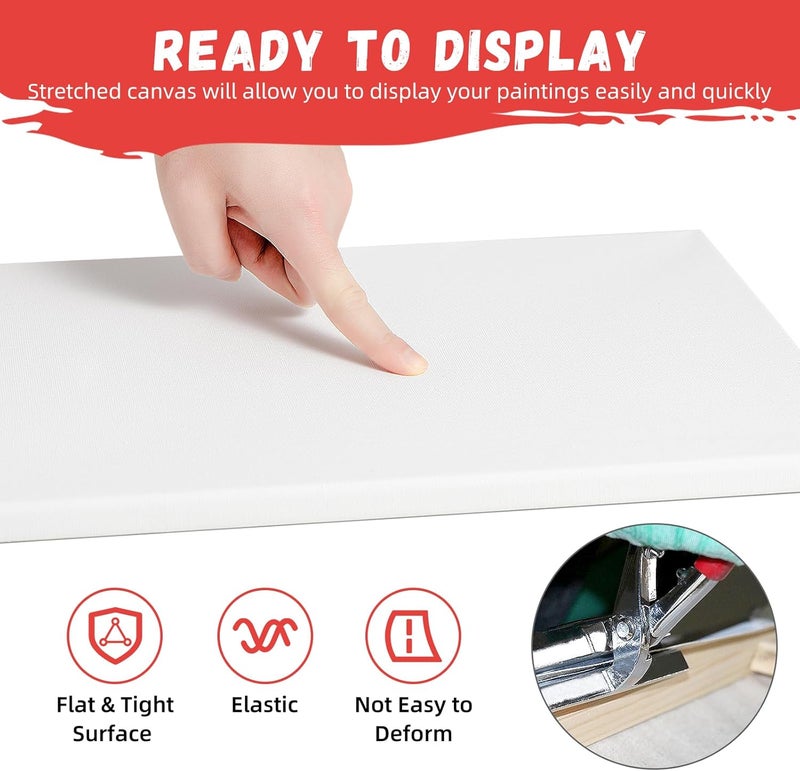 Simetufy 4 Pack Stretched Canvas for Painting 8x10 Inch, 100% Cotton Blank Art Canvases for Acrylic or Oil Paint, Pre-Primed, 5/8 Inch Profile - Image 5